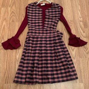 Plaid Dress with Ruffled Sleeves